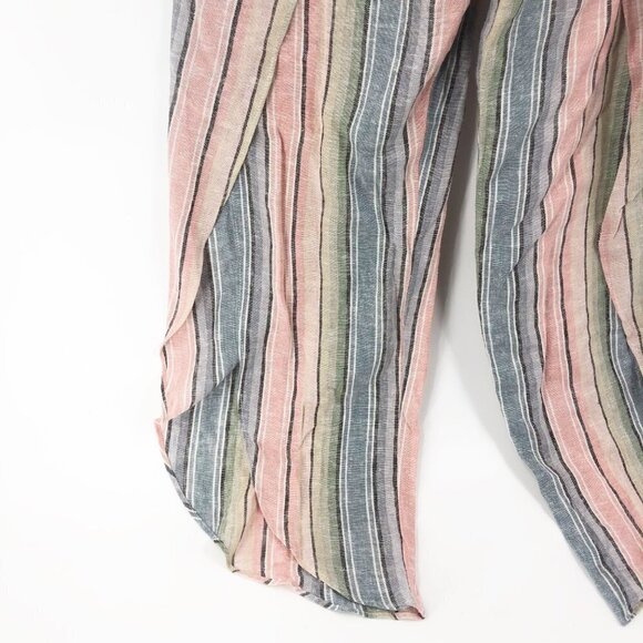 ✅ DREW Striped Linen Pastel Tulip Pant Strapless Jumpsuit XS - Picture 3 of 8